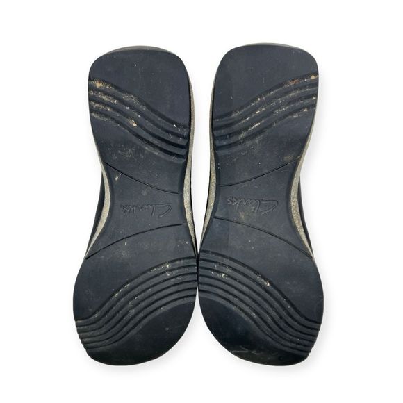 Clarks Slip On Split Toe Wedge Mules Womens 8 Black‎ Leather Casual Sandal 32331 - Picture 6 of 7